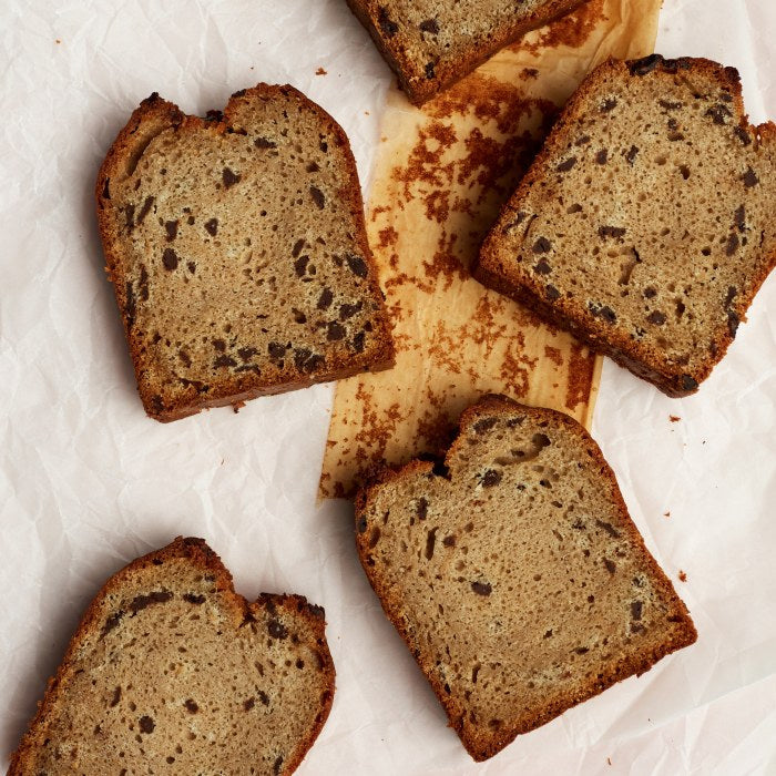 Vegan Banana Bread portions on table. Wholesale.