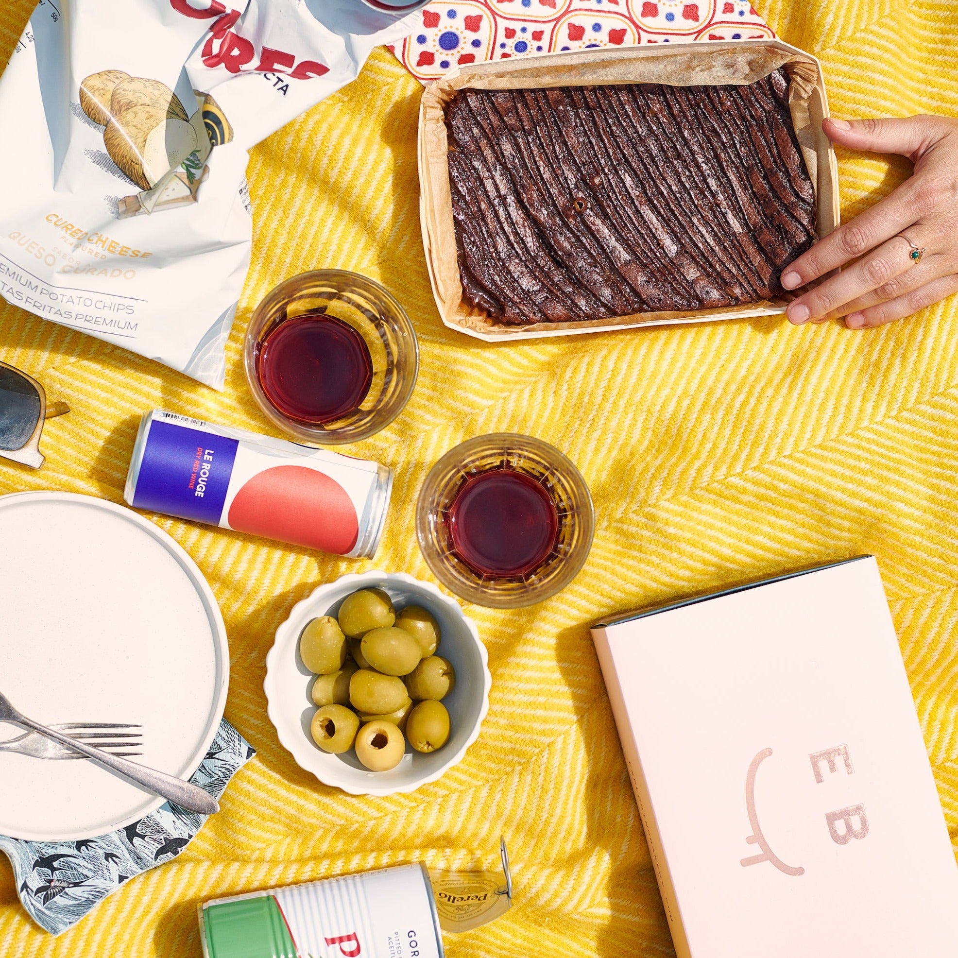 Exploding Bakery picnic hamper goodies laid out