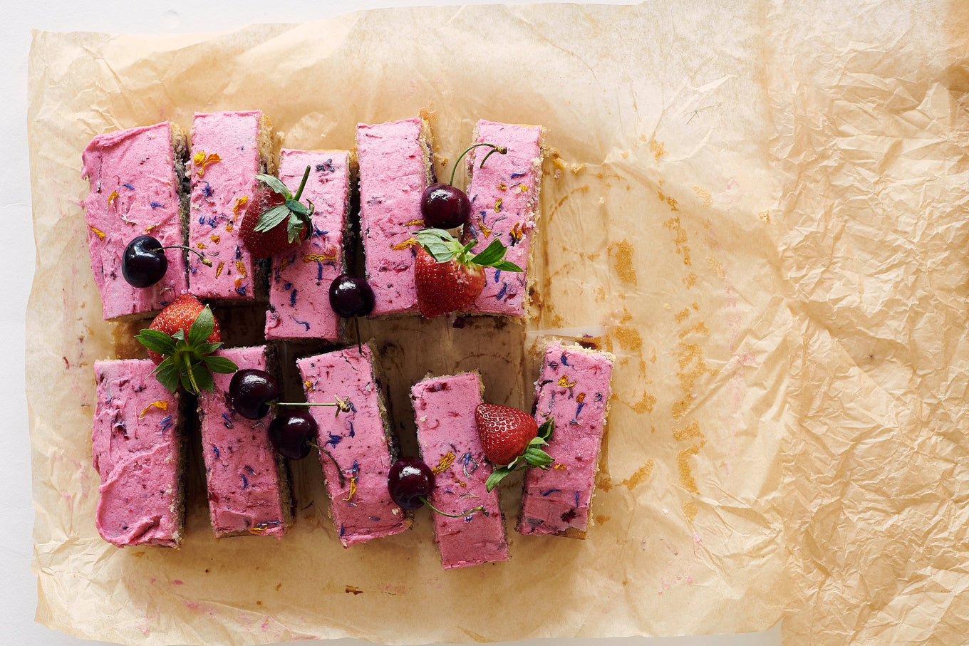 Sliced Berry Citrus Cake Decorated With Fruit