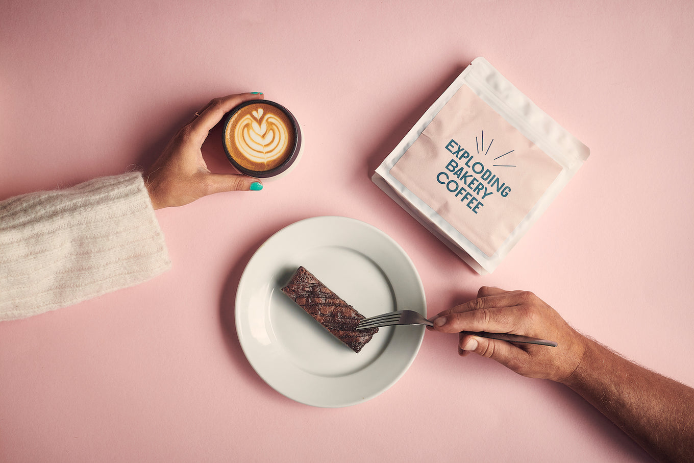 Plated Salted Caramel Brownie And A Cup Of Coffee