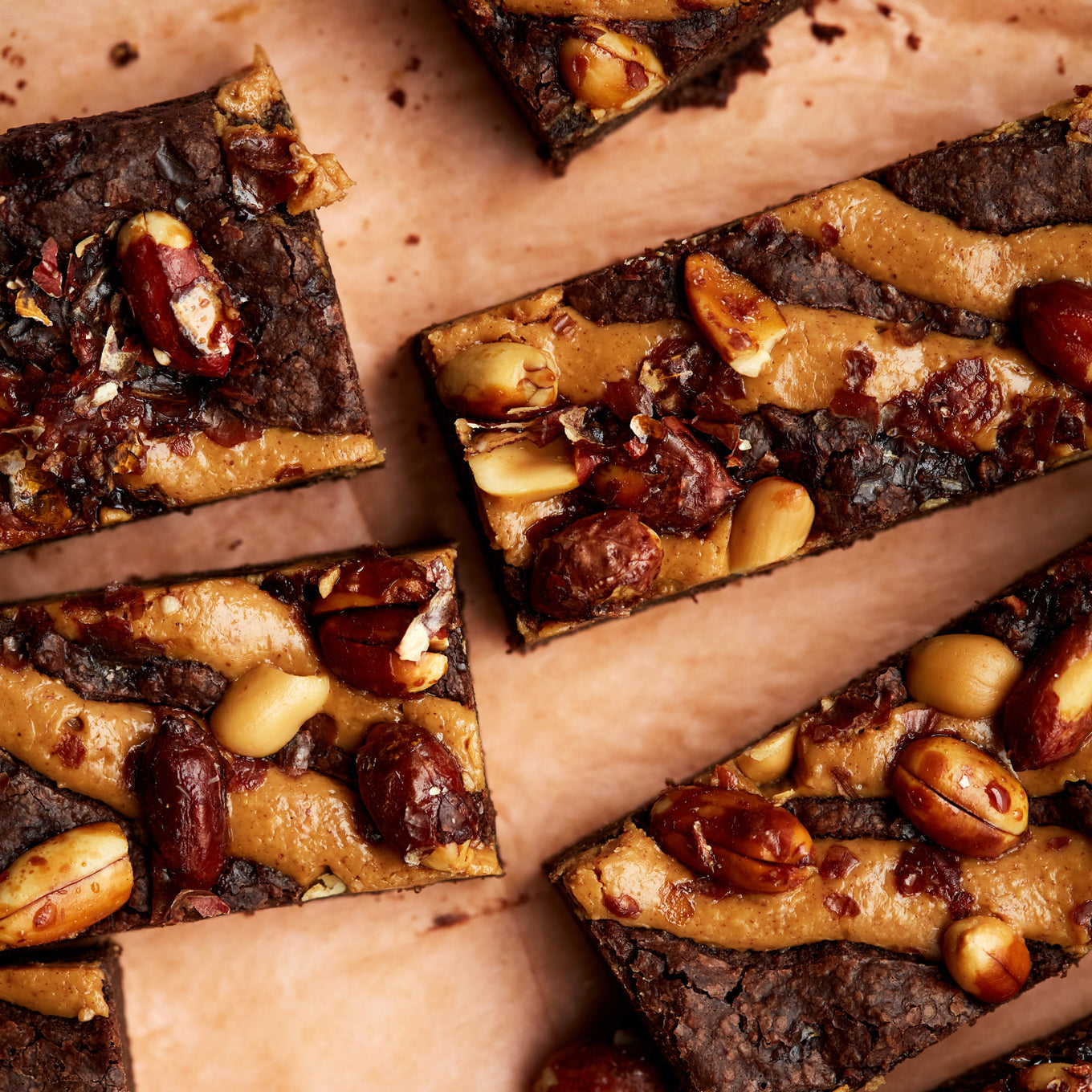 Exploding Bakery Peanut Butter Vegan Brownie Traybake portion.