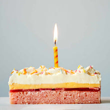 View Of A Slice Of Cake With A Candle On Top