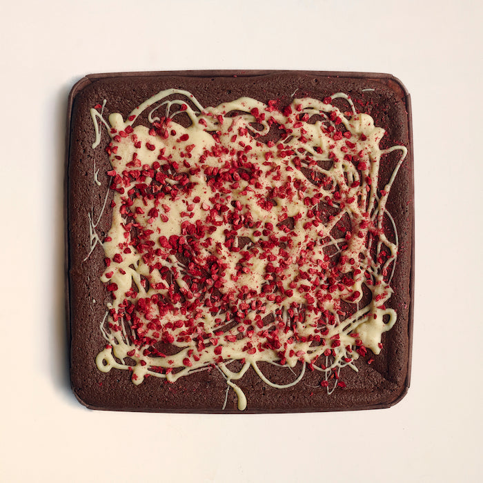 Raspberry brownie from above